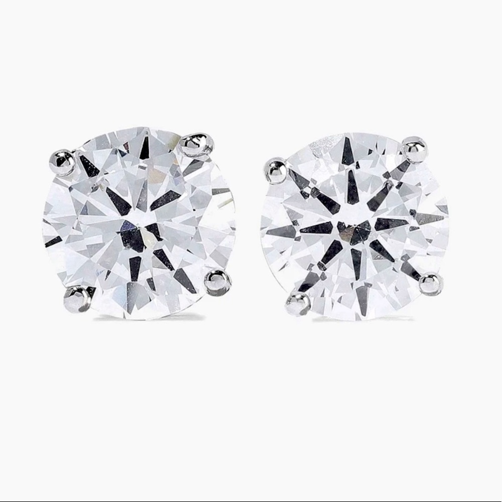CZ Kenneth Lane Rhodium Crystal Diamond Look Stud Earrings NWT. Great gift!